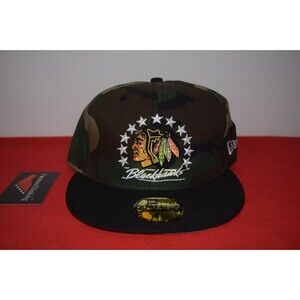 NHL New Era Chicago Blackhawks Camo Fitted Hockey hat 59Fifty RARE not realtree
